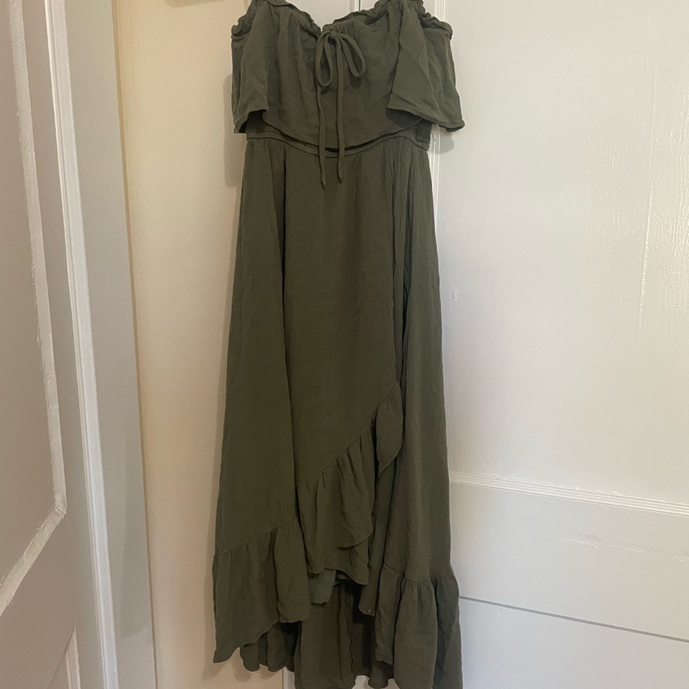 Lulu's Olive Green Ruffle Dress